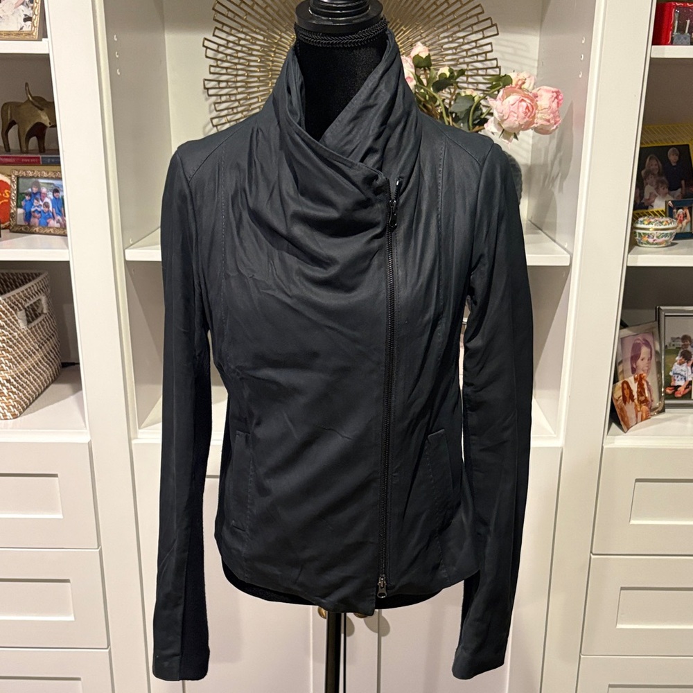 Vince Leather Asymmetrical Zip Scuba  Jacket